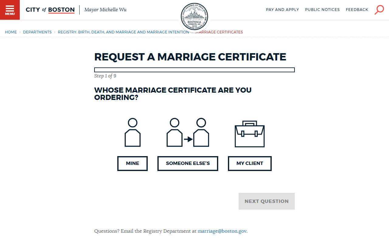 Boston online marriage records portal