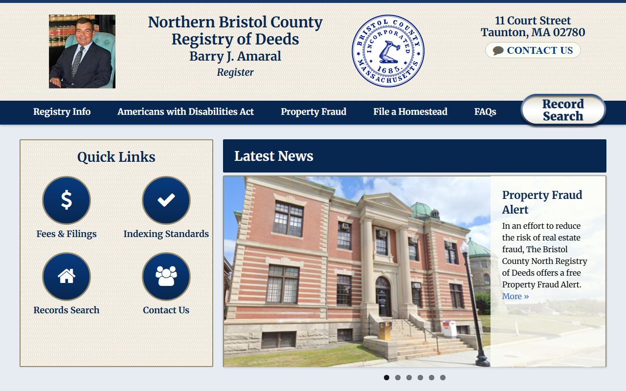 Bristol County Northern Registry of Deeds in Taunton