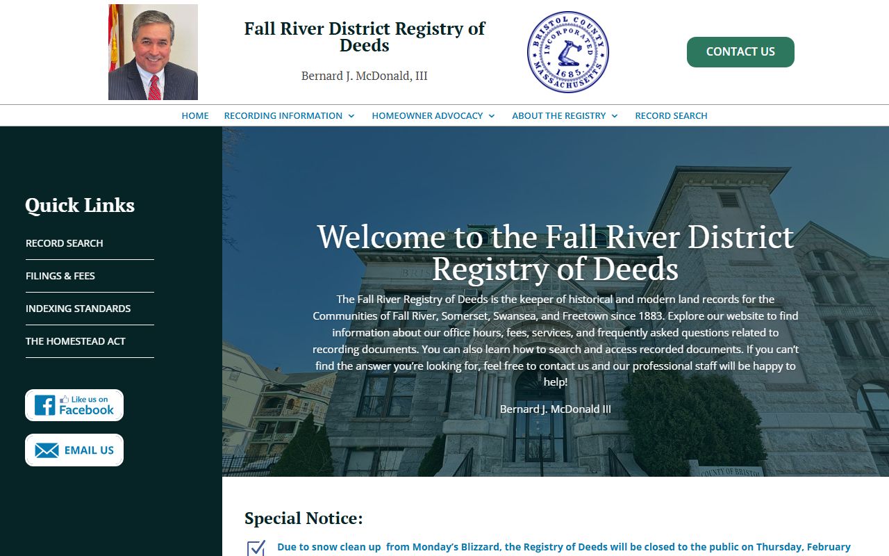 Fall River Registry of Deeds for Bristol County marriage records