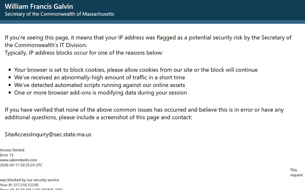 Essex County Salem Deeds website for Essex County marriage records research