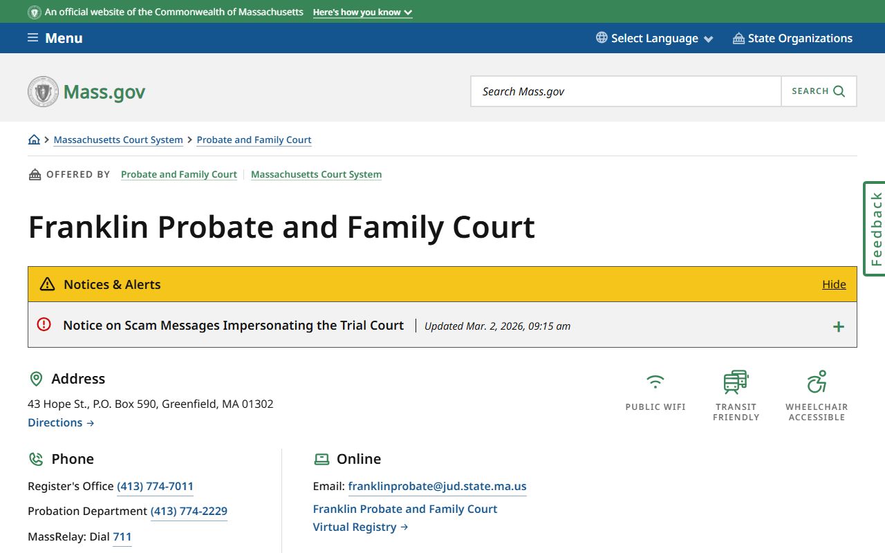 Franklin County Probate Court for marriage records