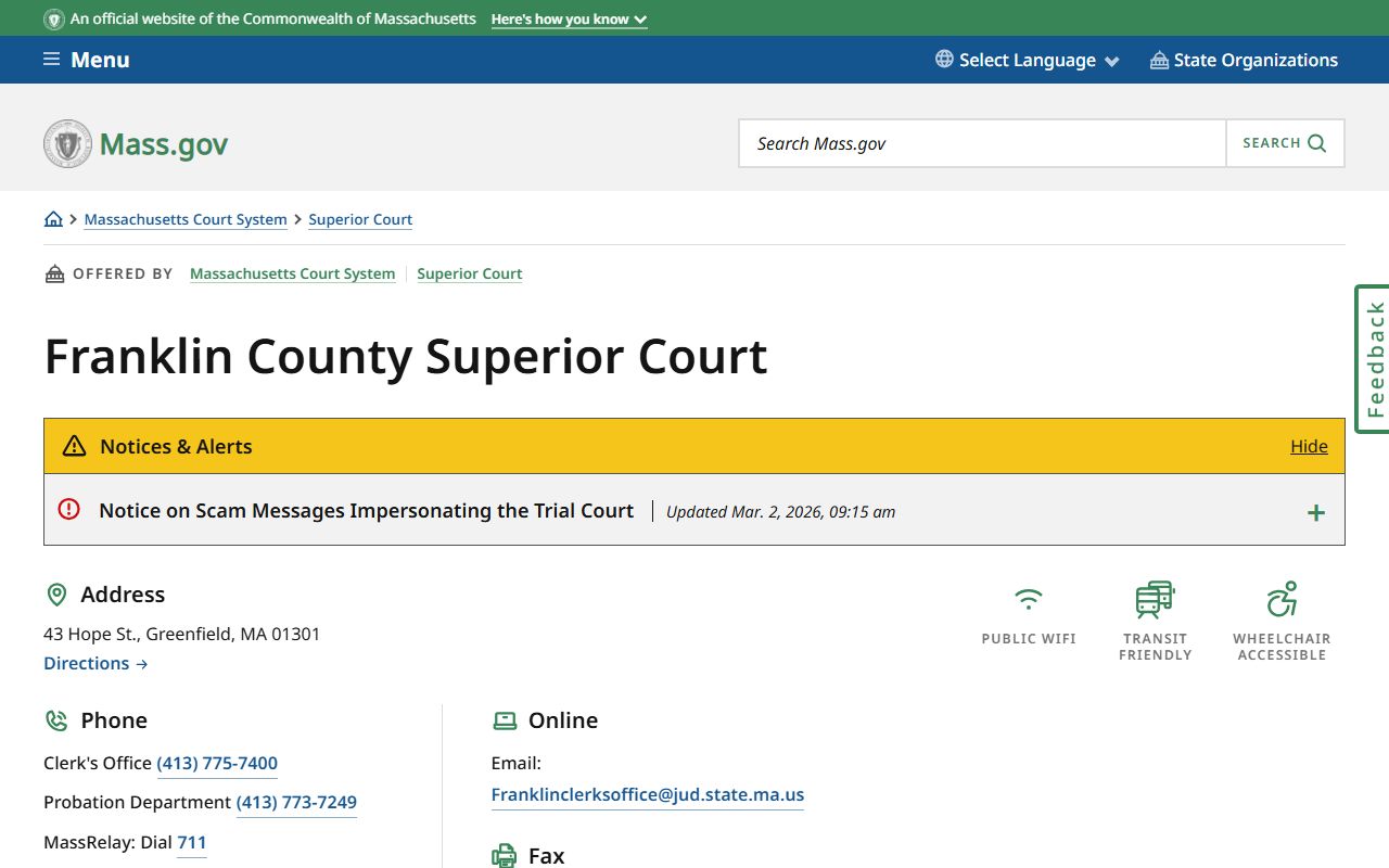 Franklin County Superior Court website
