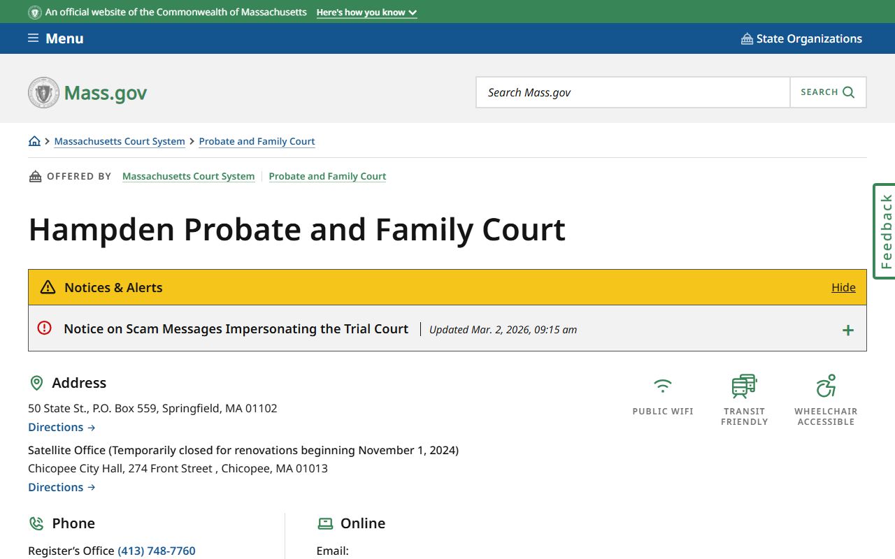 Hampden County Probate and Family Court for marriage records